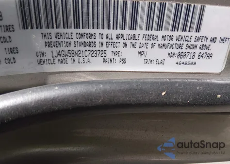 2001 Jeep Grand Cherokee Limited z USA, uszkodzony, nr VIN 1J4GW58N21C723725